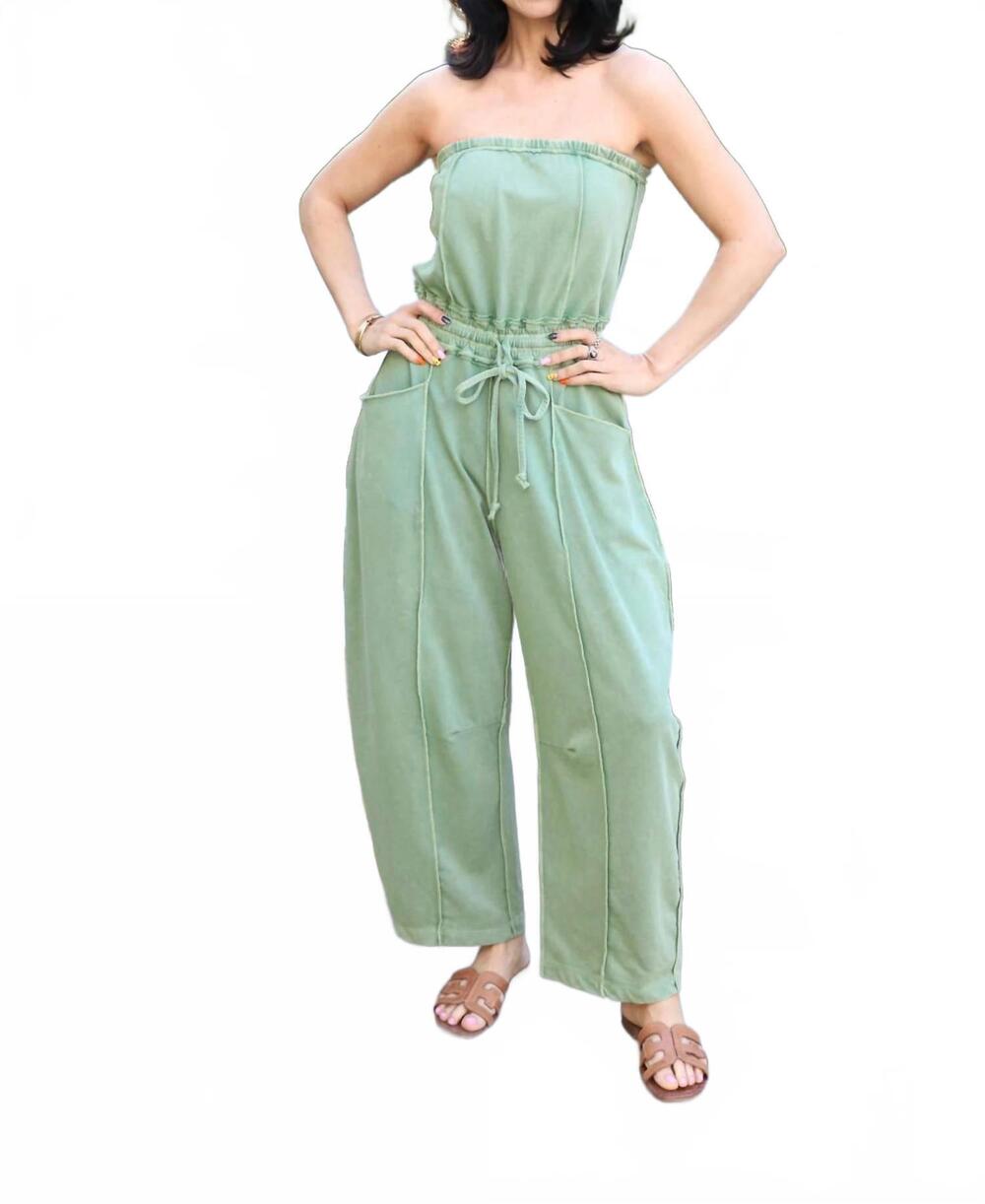 NEW MITTOSHOP women's barrel leg jumpsuit in pistachio latte